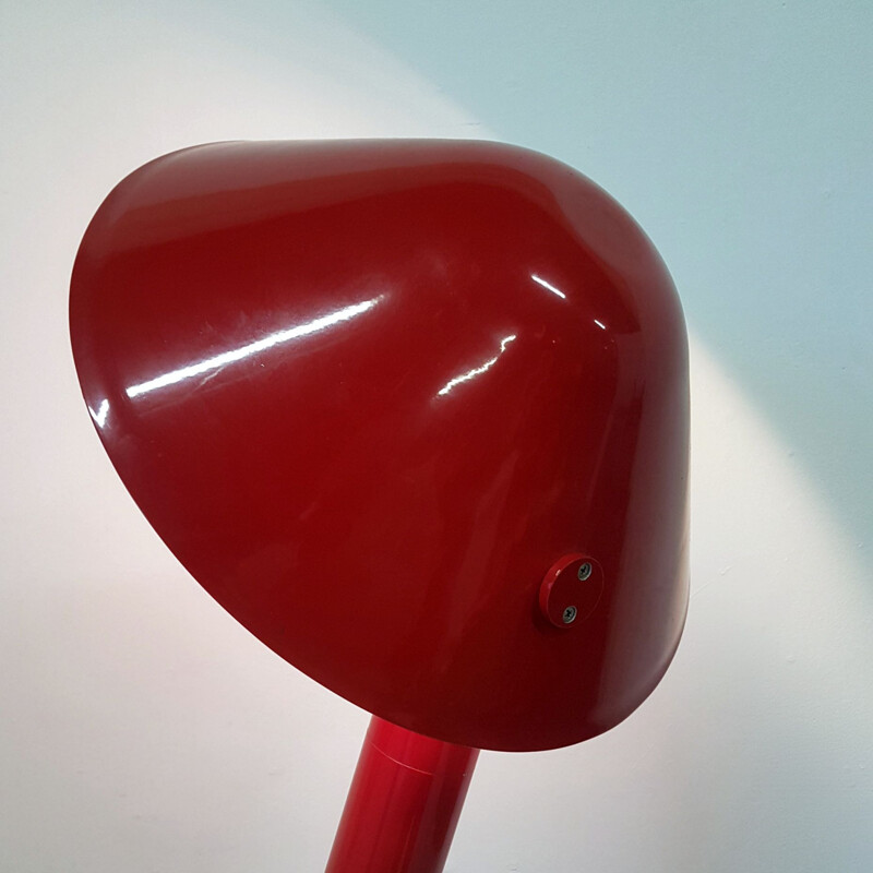 Grand lampadaire vintage pop art rouge vif, Italie 1980