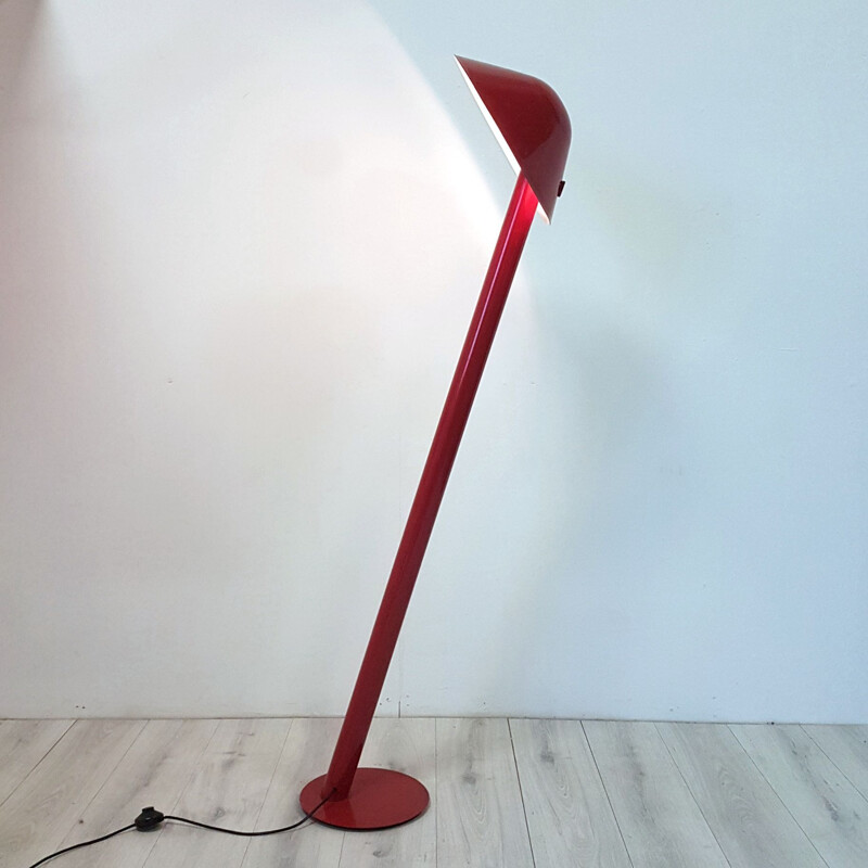 Grand lampadaire vintage pop art rouge vif, Italie 1980