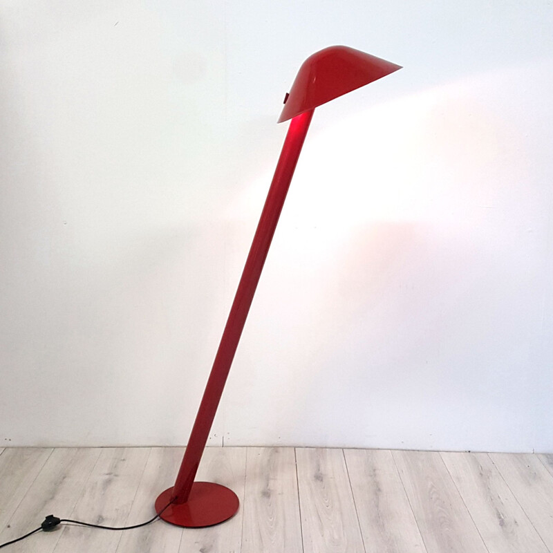 Grand lampadaire vintage pop art rouge vif, Italie 1980