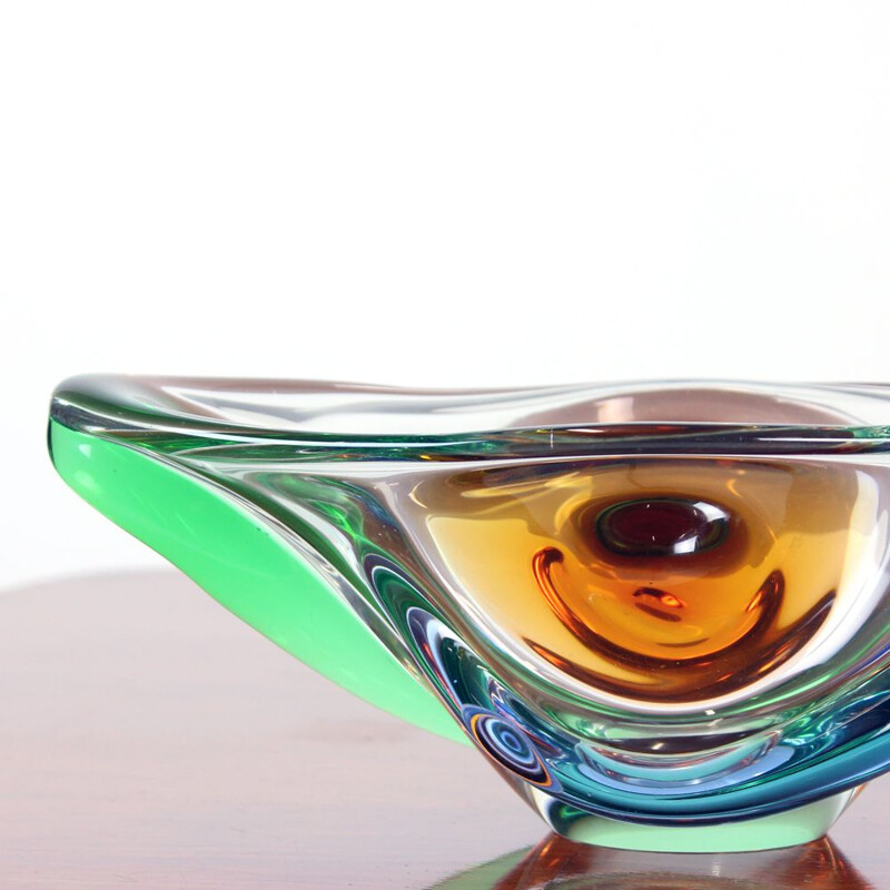 Large vintage Art Glass Bowl By Frantisek Zemek For Sklarna Mstisov 1960s