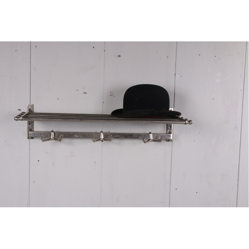 Vintage Chrome wall coat rack with hooks 1960s