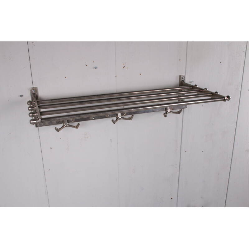 Vintage Chrome wall coat rack with hooks 1960s