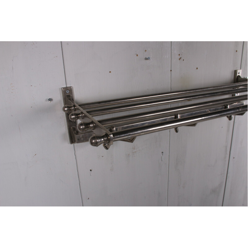 Vintage Chrome wall coat rack with hooks 1960s