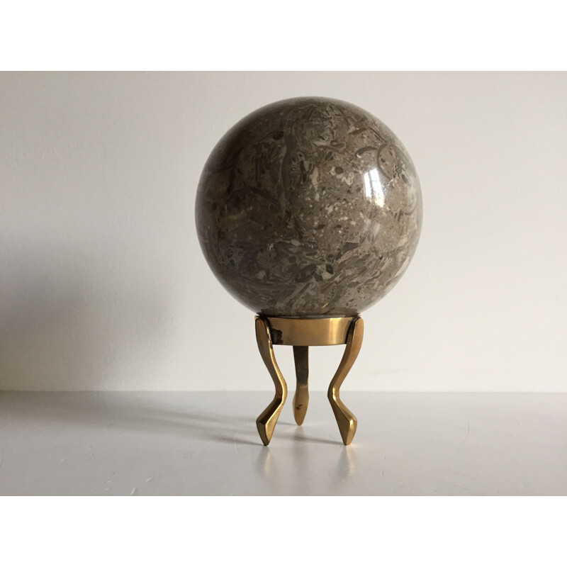 Vintage paperweight in marble and brass