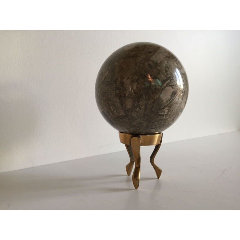 Vintage paperweight in marble and brass