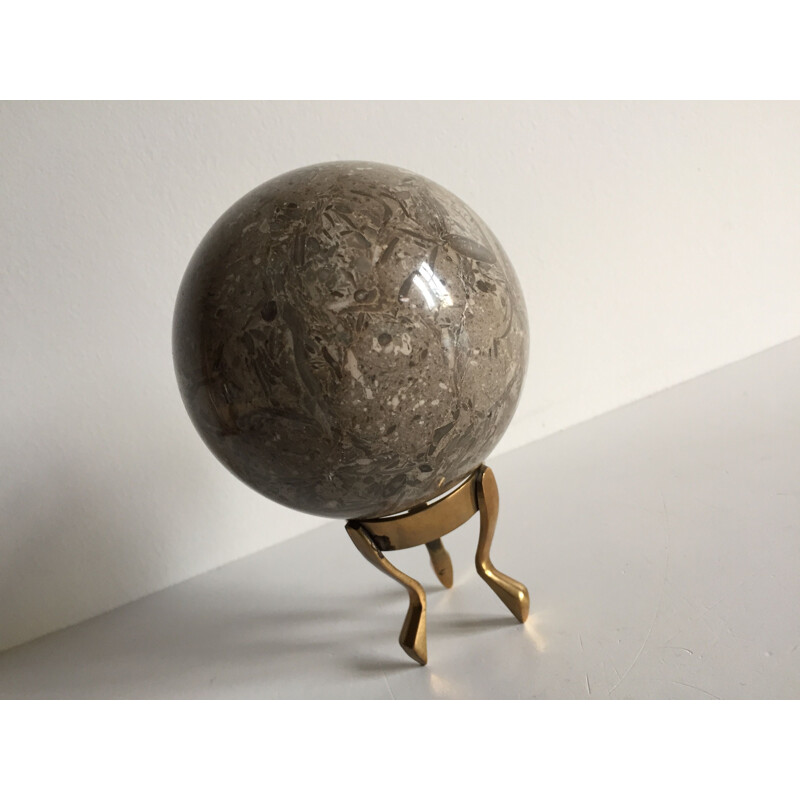 Vintage paperweight in marble and brass