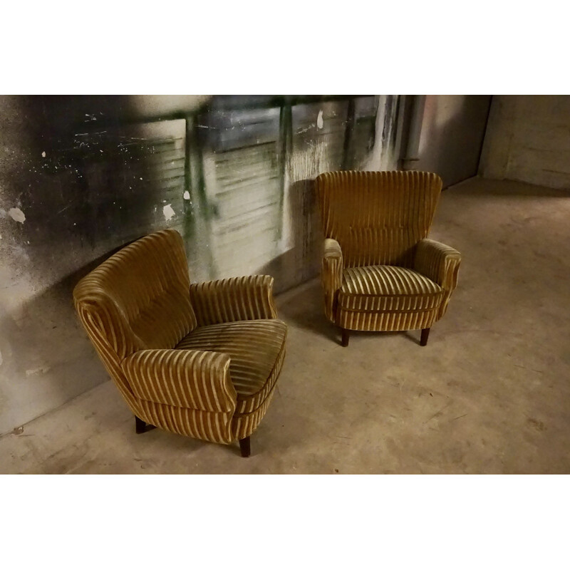 Pair of vintage Wingback easychairs by cabinetmaker danish 1940s