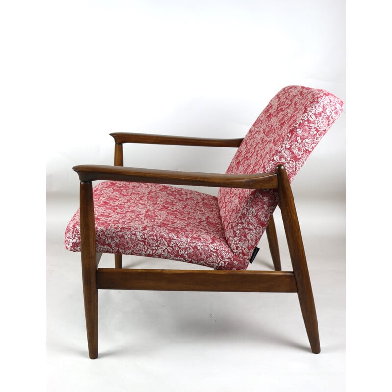 Vintage Red Rose GFM-064 Armchair by Edmund Homa 1970s