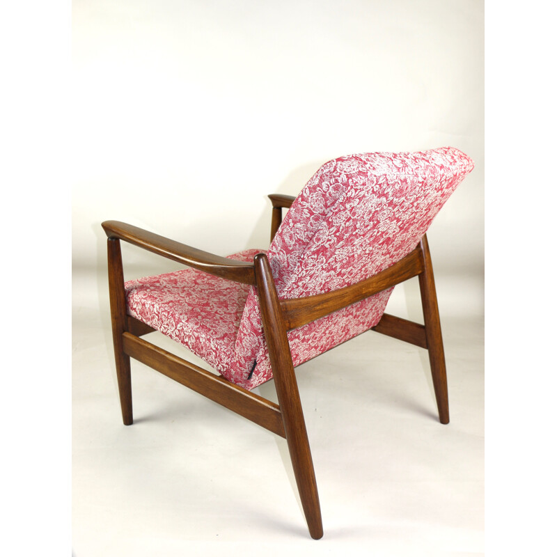 Vintage roze en rode fauteuil GFM-064 van Edmund Homa 1970