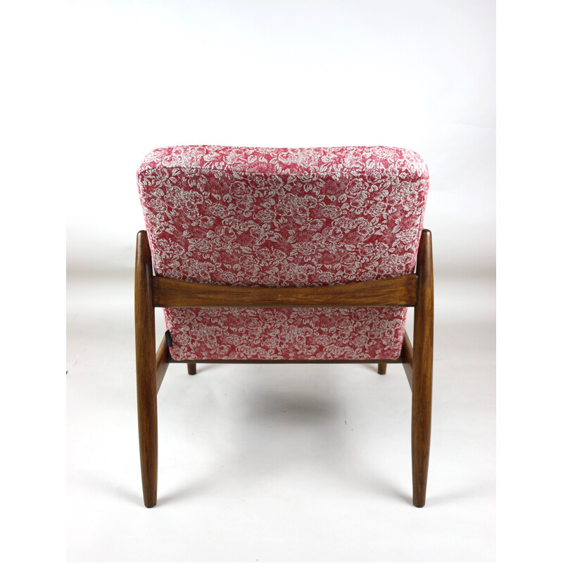 Vintage roze en rode fauteuil GFM-064 van Edmund Homa 1970