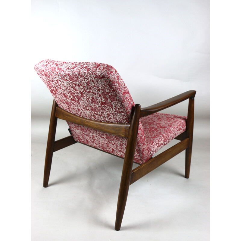 Vintage roze en rode fauteuil GFM-064 van Edmund Homa 1970