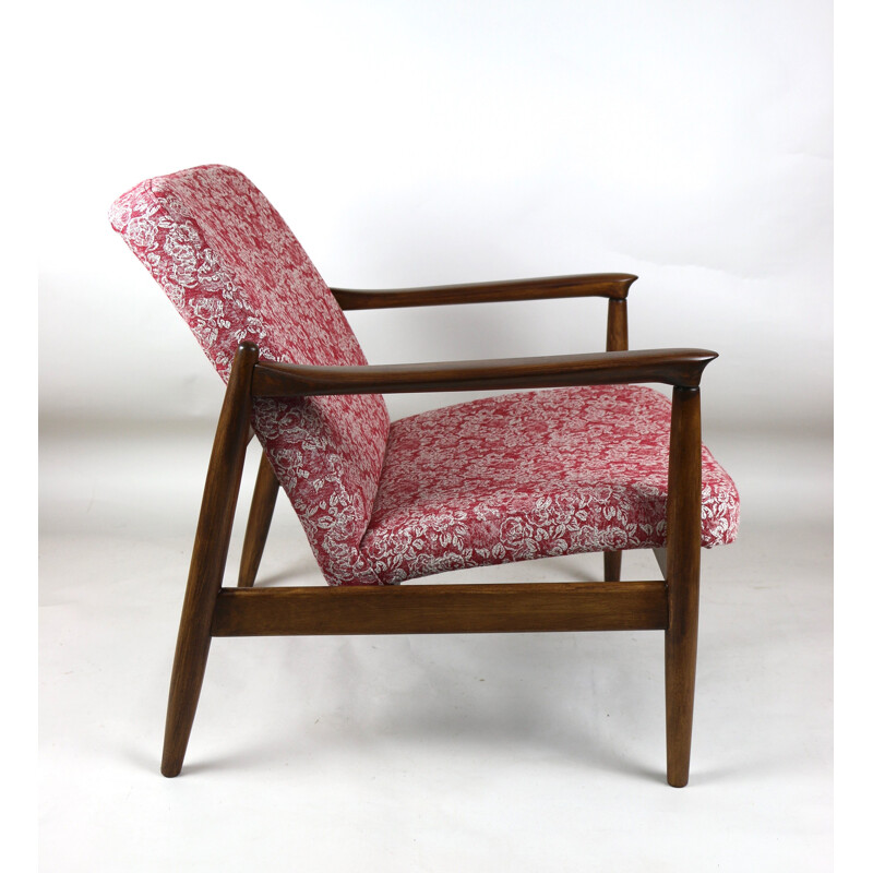 Vintage roze en rode fauteuil GFM-064 van Edmund Homa 1970