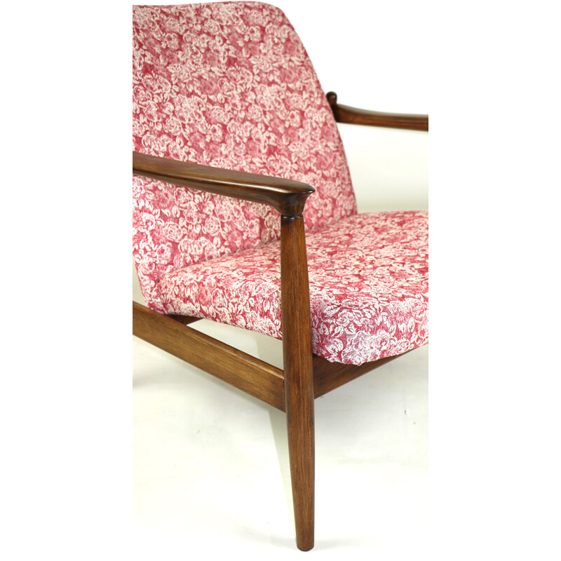 Vintage Red Rose GFM-064 Armchair by Edmund Homa 1970s