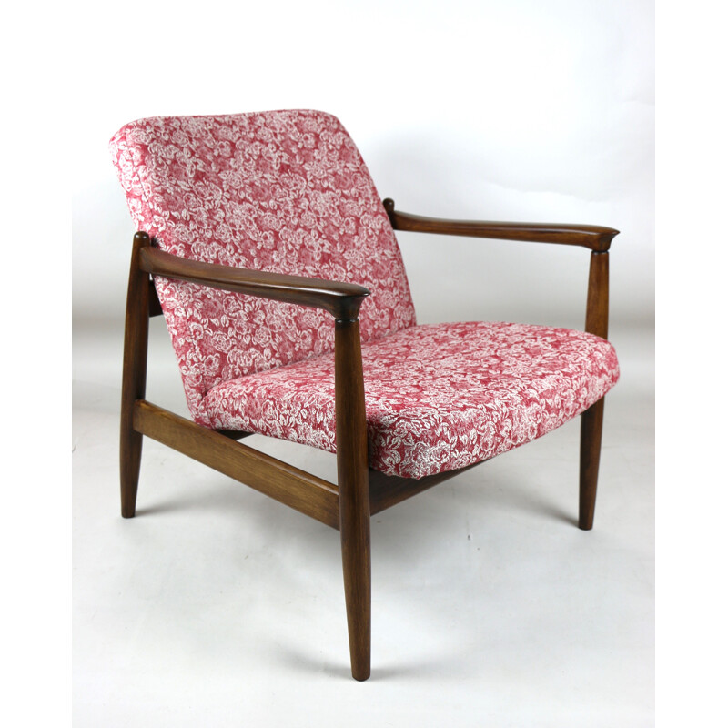 Vintage Red Rose GFM-064 Armchair by Edmund Homa 1970s