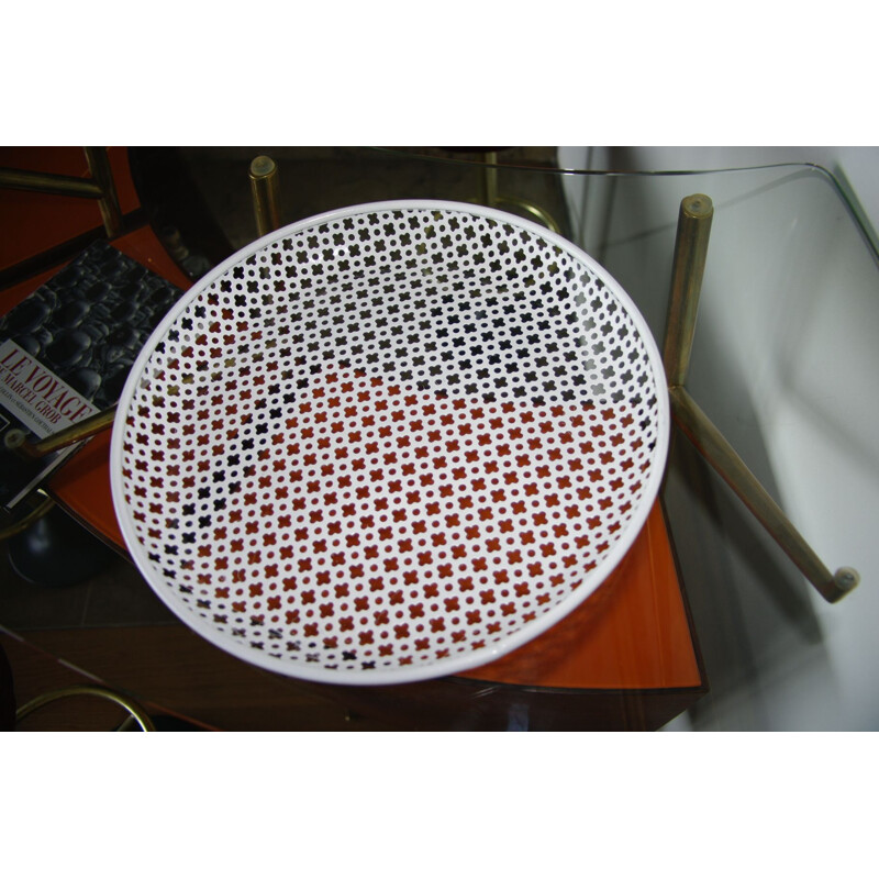 Vintage tray in perforated metal by M Matégot for Artiméta, 1960