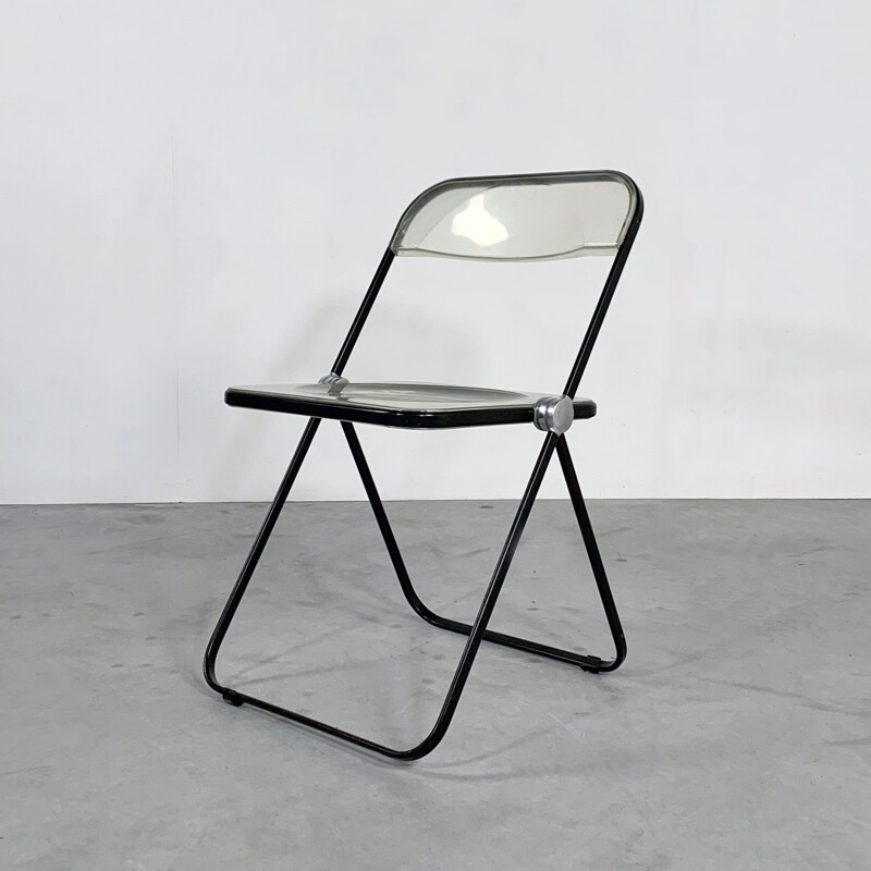 Vintage Black & Lucite Plia folding chair by Giancarlo Piretti for Castelli 1960s
