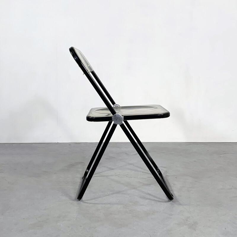 Vintage Black & Lucite Plia folding chair by Giancarlo Piretti for Castelli 1960s