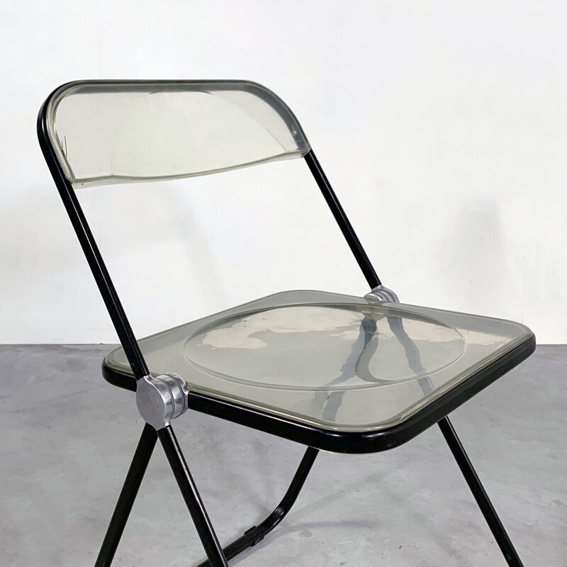 Chaise pliante vintage Black & Lucite Plia de Giancarlo Piretti pour Castelli 1960