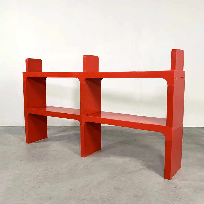 Vintage Red Modular Shelf by Olaf Von Bohr for Kartell 1970s