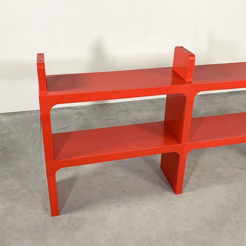 Vintage Red Modular Shelf by Olaf Von Bohr for Kartell 1970s