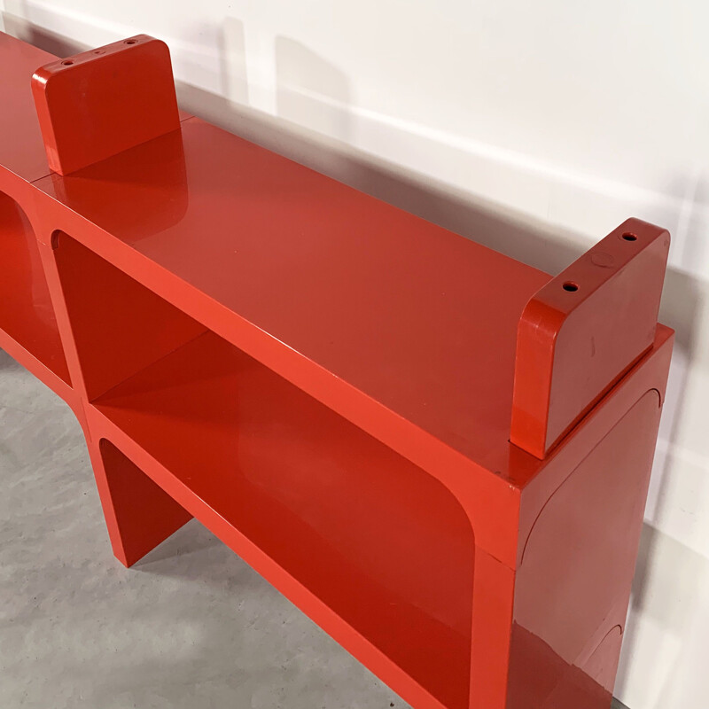 Vintage Red Modular Shelf by Olaf Von Bohr for Kartell 1970s