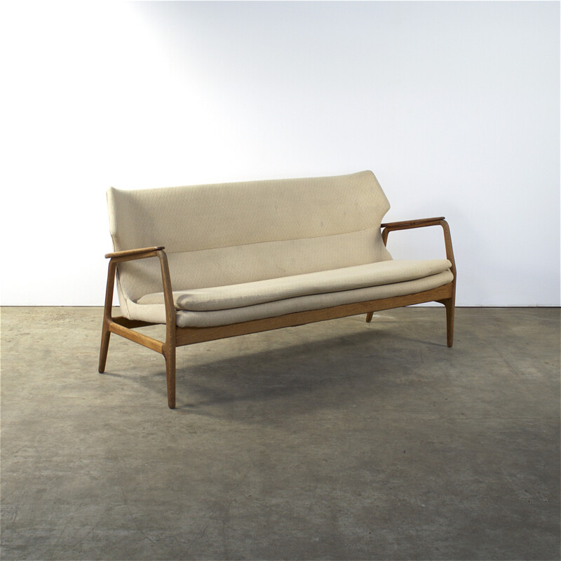 Bovenkamp 2-seater sofa in teak and cream fabric, Aksel Bender MADSEN - 1960s