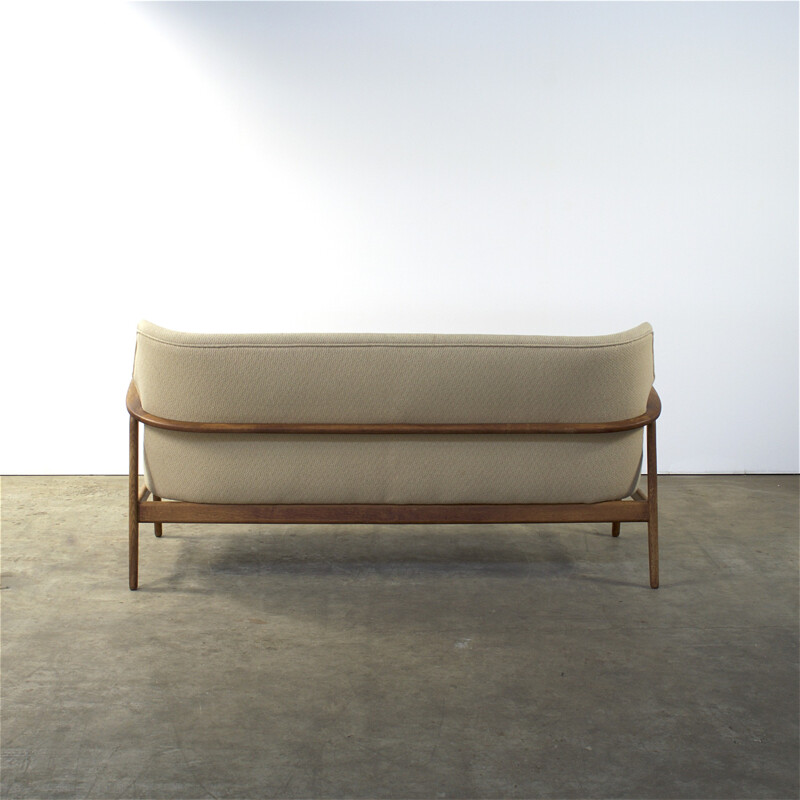 Bovenkamp 2-seater sofa in teak and cream fabric, Aksel Bender MADSEN - 1960s