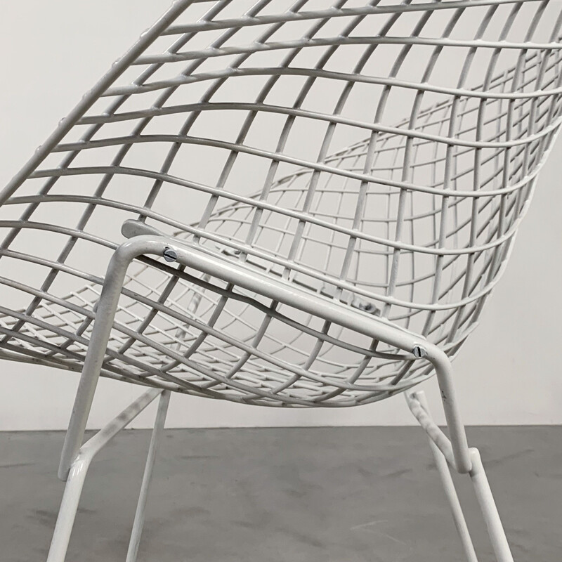 Vintage White Diamond Chair by Harry Bertoia for Knoll 1970s