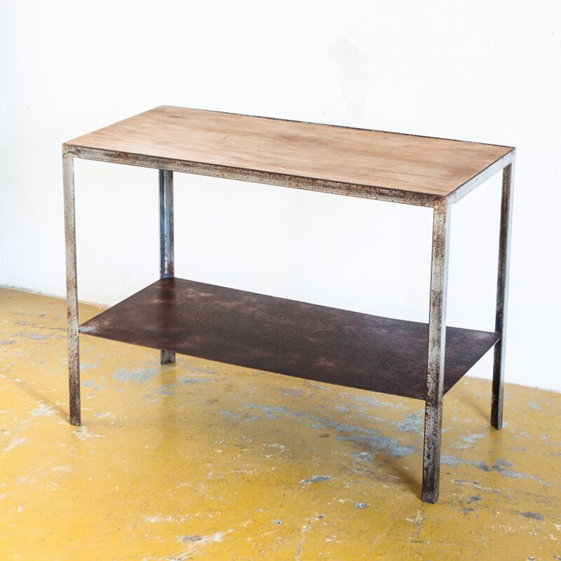 Vintage industrial iron and wood furniture, Spain 1970s