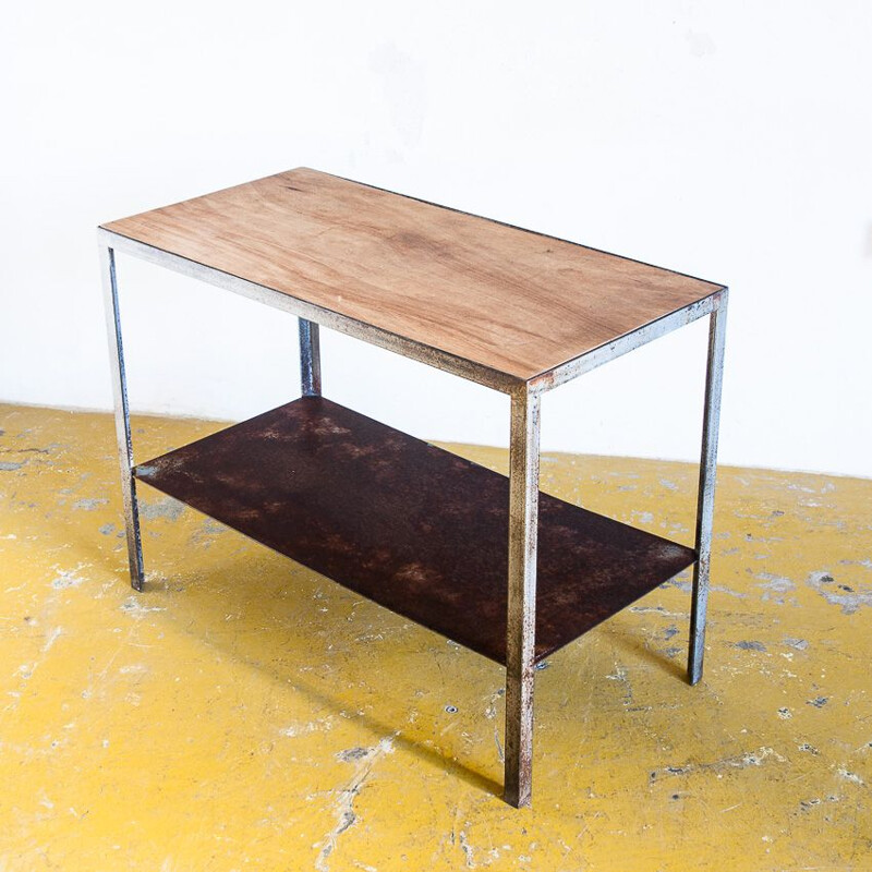 Vintage industrial iron and wood furniture, Spain 1970s