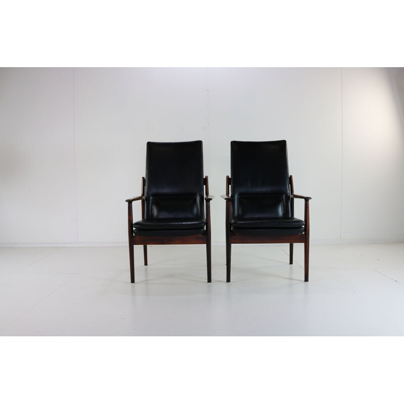 Pair of vintage armchairs in rosewood by Arne Vodder for Sibast Denmark