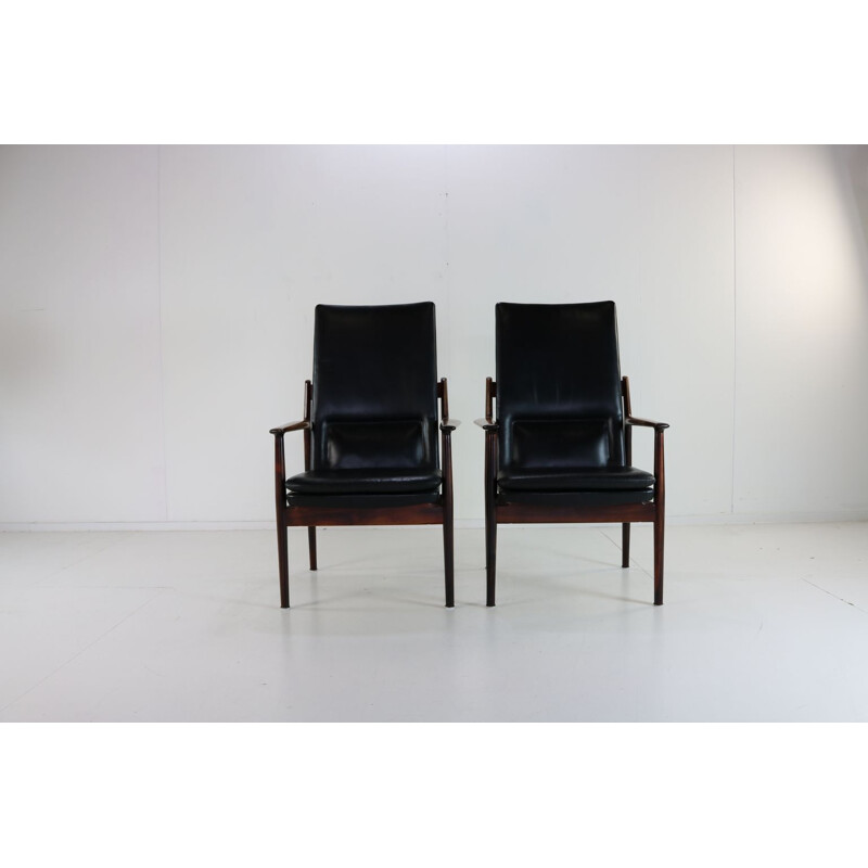 Paire de fauteuils vintage en palissandre par Arne Vodder pour Sibast Danemark