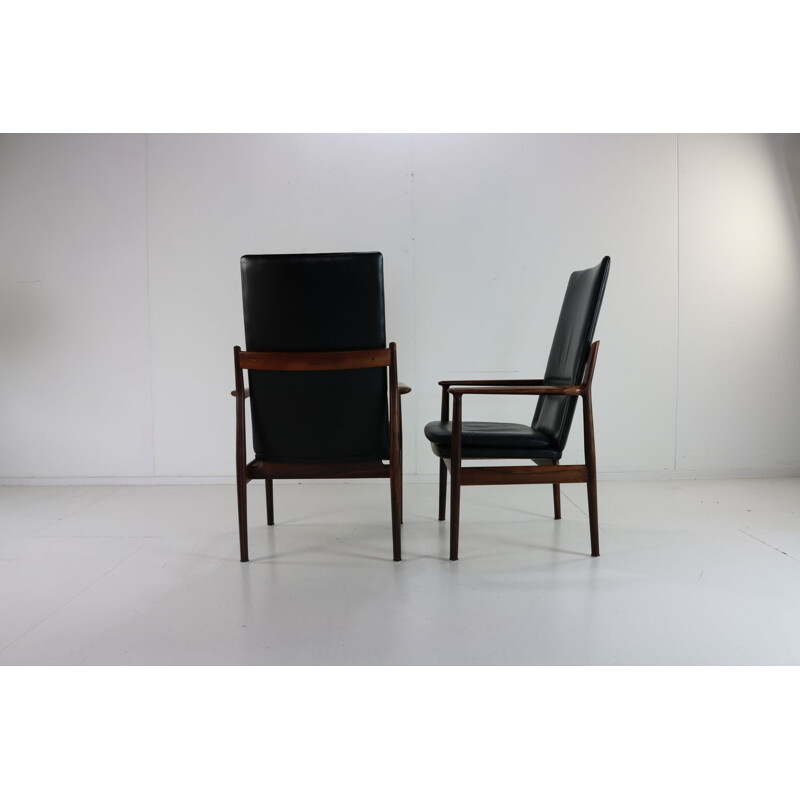 Pair of vintage armchairs in rosewood by Arne Vodder for Sibast Denmark