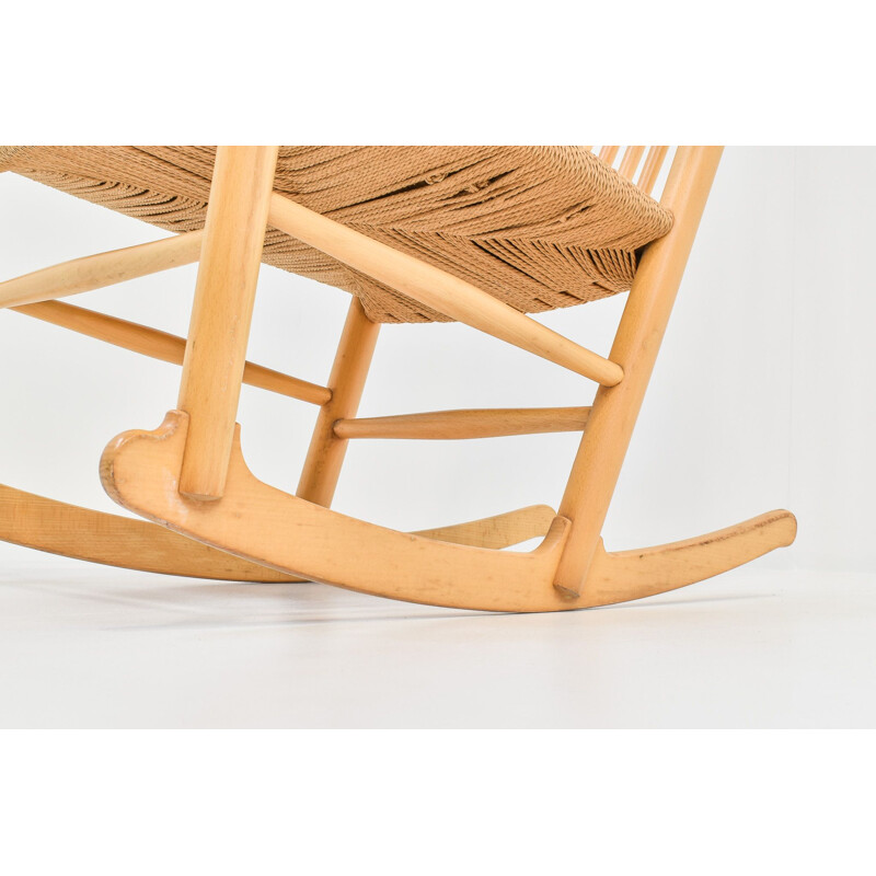 Vintage J16 Rocking Chair by Hans Wegner for FDB Mobler 1940s