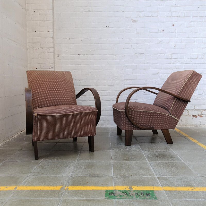 Pair of vintage armchairs by Jindrich Halabala & UP Závody 1930s