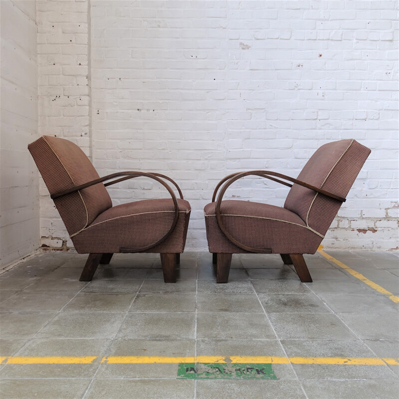 Pair of vintage armchairs by Jindrich Halabala & UP Závody 1930s