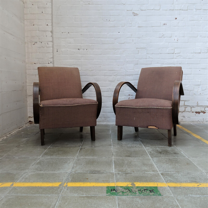 Pair of vintage armchairs by Jindrich Halabala & UP Závody 1930s