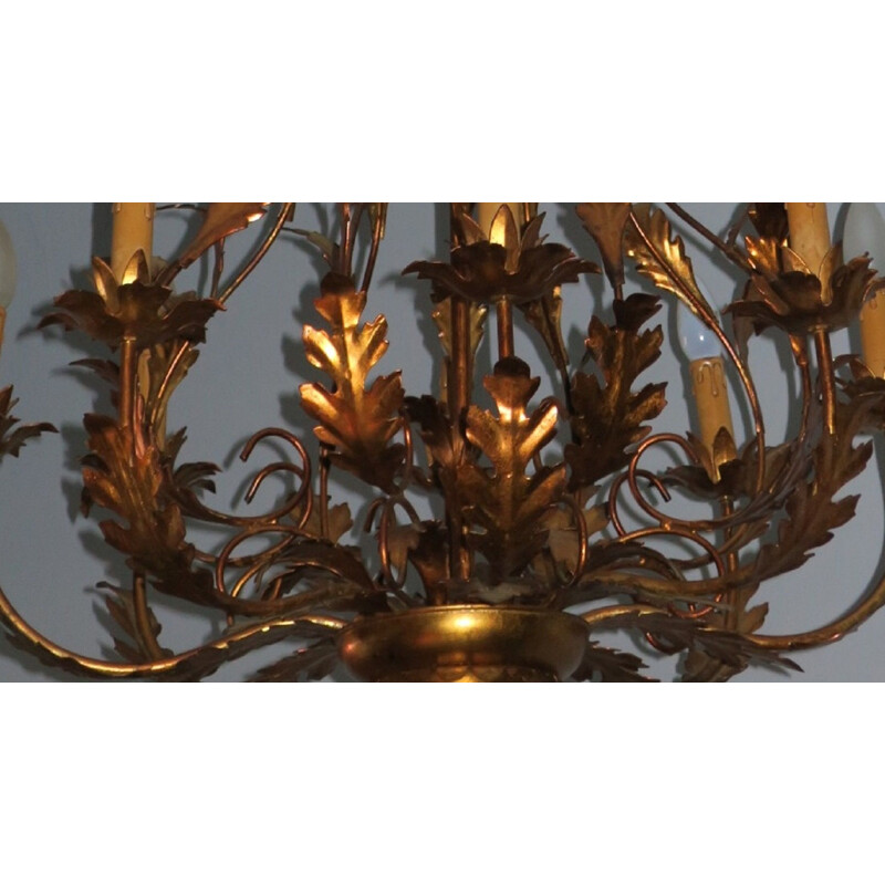 Vintage Hans Kögl Gilt Tole Chandelier with Eight Lights 1960s