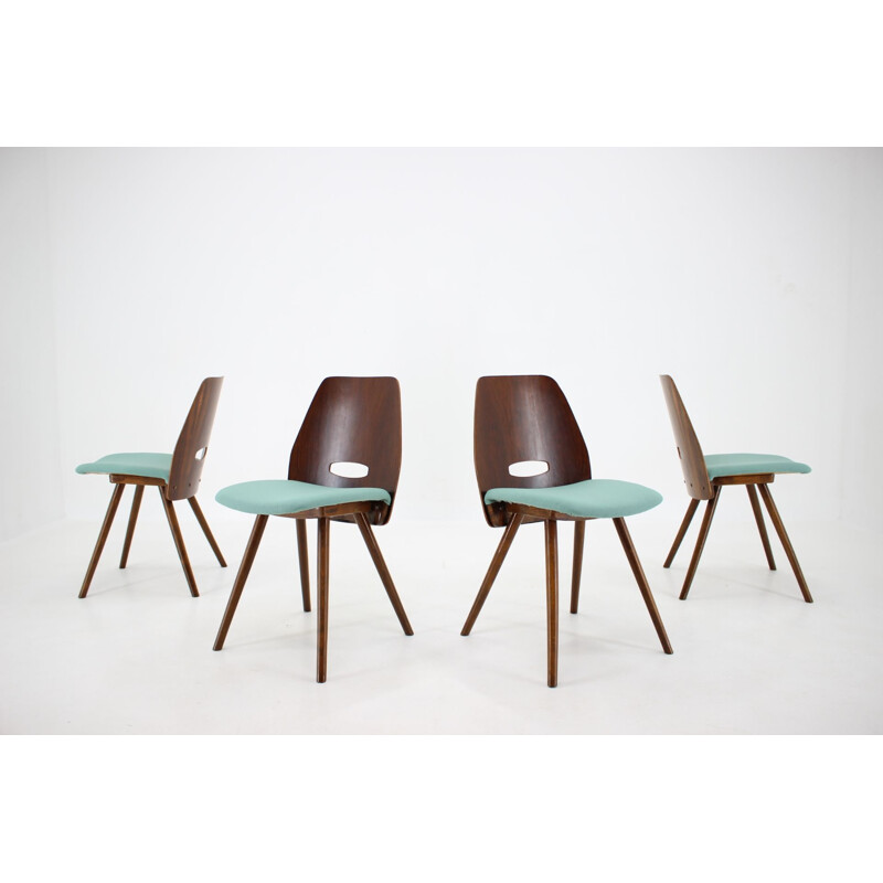 Set of 4 vintage wooden chairs by Frantisek Jirak, Czechoslovakia 1960