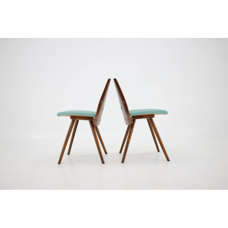 Conjunto de 4 cadeiras de madeira vintage de Frantisek Jirak, Checoslováquia 1960