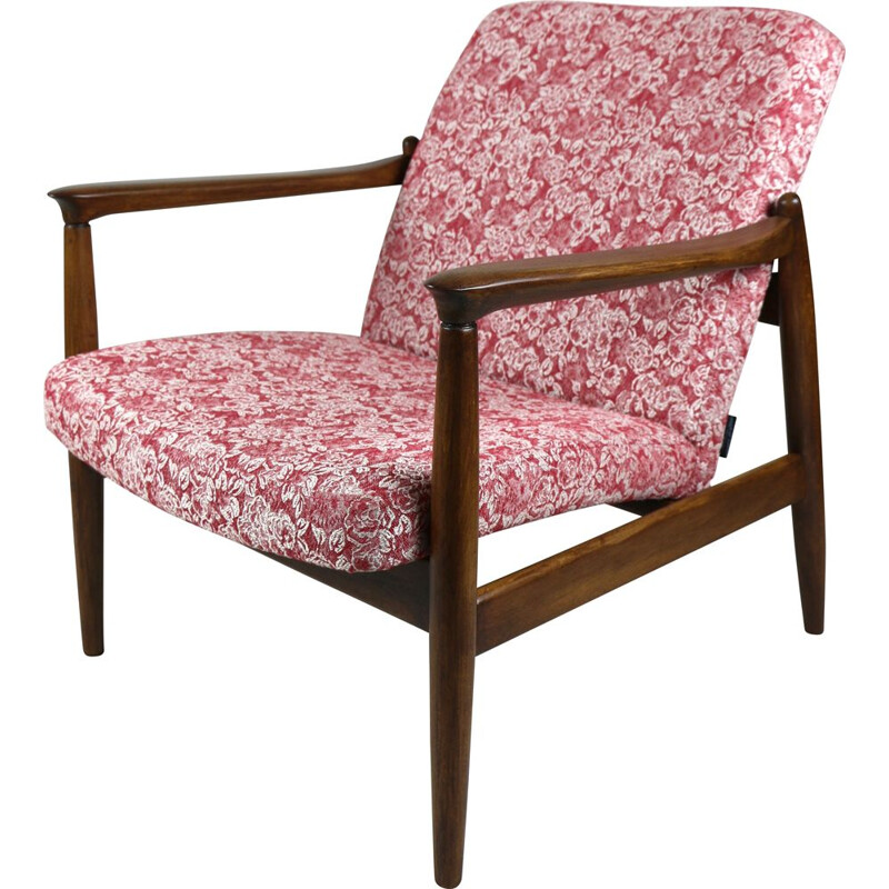 Vintage Red Rose GFM-064 Armchair by Edmund Homa 1970s