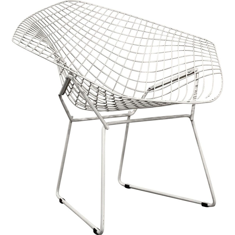 Vintage White Diamond Chair by Harry Bertoia for Knoll 1970s