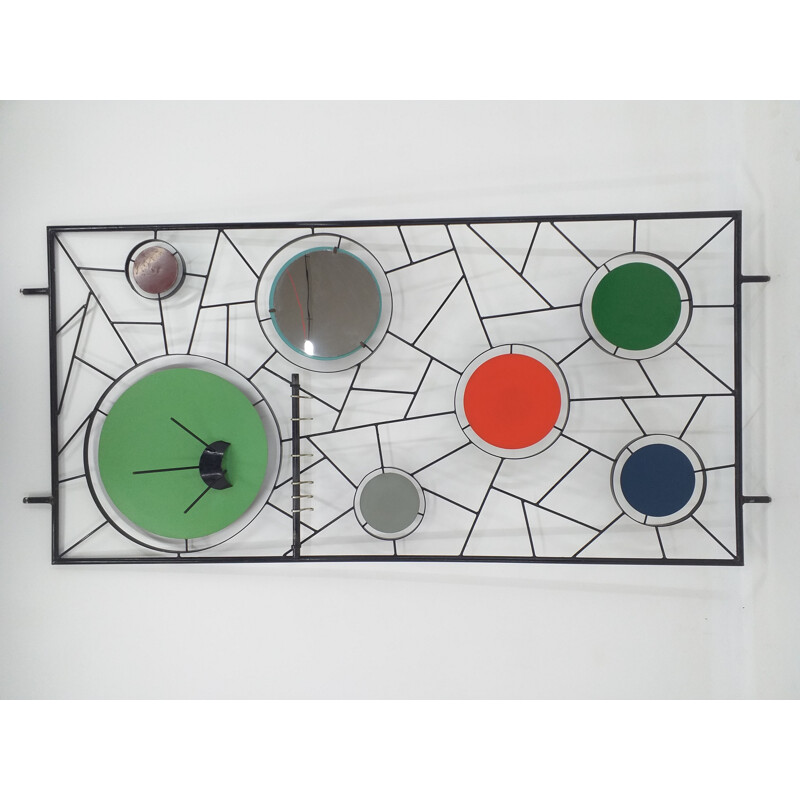 Vintage wall coat rack with mirror, Italy 1960