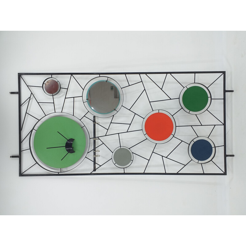 Vintage wall coat rack with mirror, Italy 1960