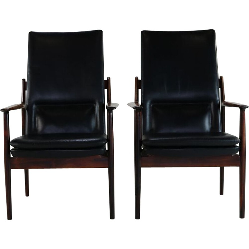 Pair of vintage armchairs in rosewood by Arne Vodder for Sibast Denmark