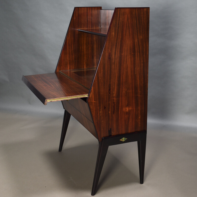 Vintage Antonino Gorgone secretaire in brazilian rosewood, Italy 1950s