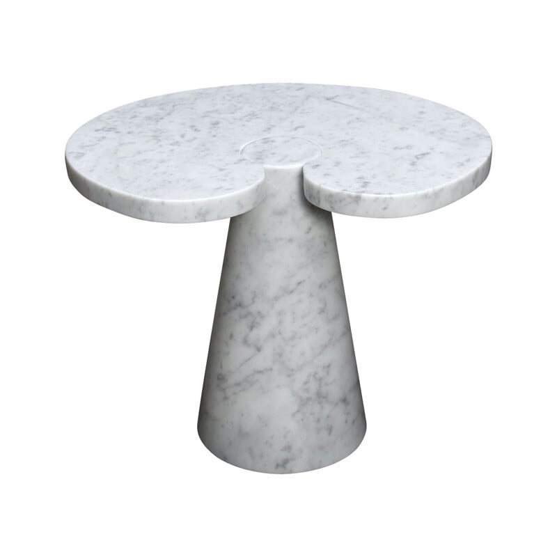 Vintage "Eros" side table in white Carrara marble by Angelo Mangiarotti for Skipper, Italy 1970s