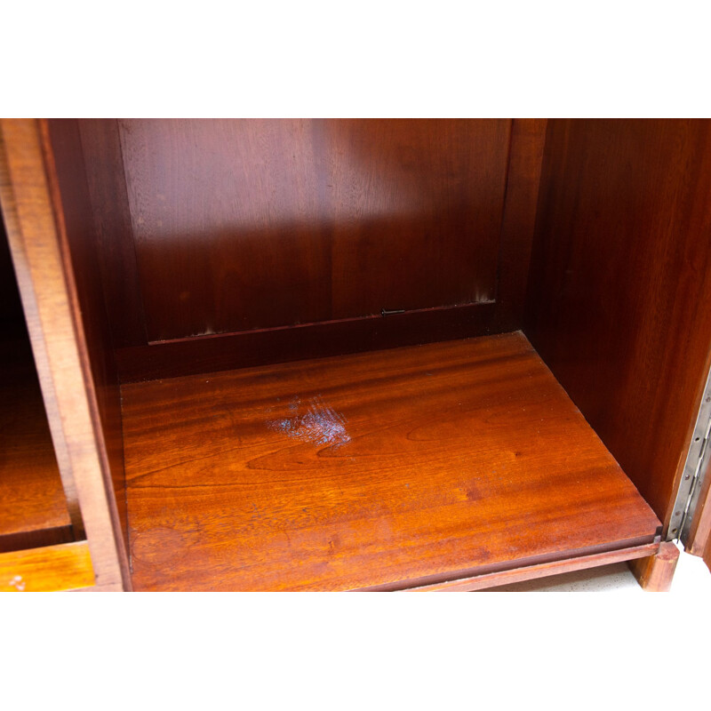 Vintage solid wood and walnut veneer functionalist wardrobe by Vlastimil Brožek, Czechoslovakia 1930