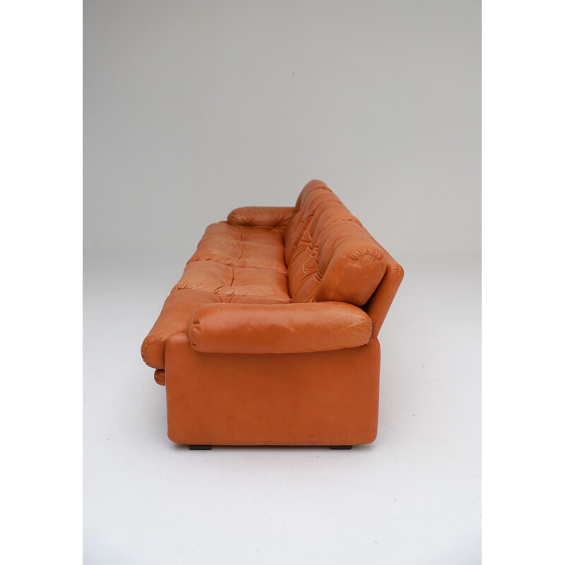 Vintage Tobia Scarpa cognac leather sofa B&B, Italia 1975s