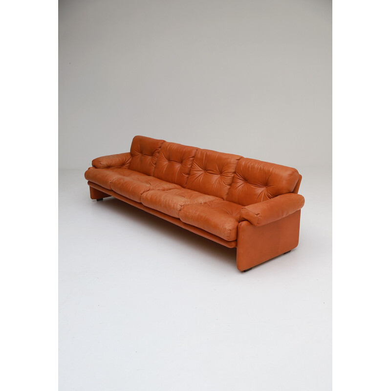 Vintage Tobia Scarpa cognac leather sofa B&B, Italia 1975s